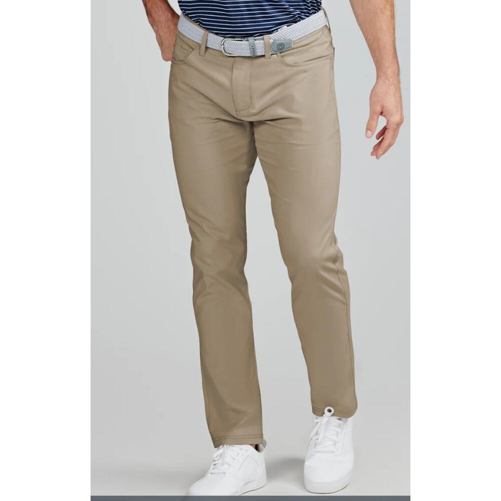 Tasc Men's sz 35x32 Tan Tailored Motion Pant Mid-Khaki Bamboo Slim Fit TM672